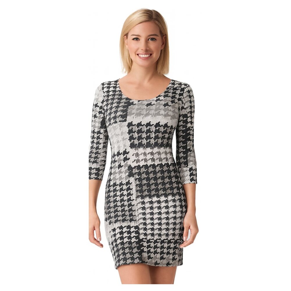 Venus Black & White Geometric Print Bodycon Dress Size Small